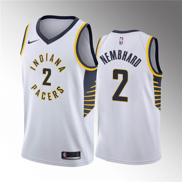 Men's Indiana Pacers #2 Andrew Nembhard White Icon Edition 75th Anniversary Stitched Basketball Jersey